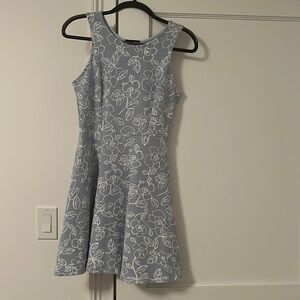 Aqua blue and white floral dress